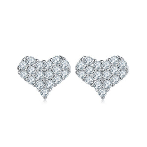 925 Sterling Silver Round Cut Cubic Zirconia Heart-Shaped Stud Earrings 1