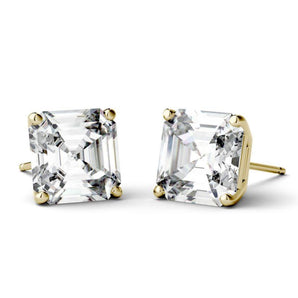 925 Sterling Sliver Asscher Cut Cubic Zirconia Four Prong Stud Earrings 2