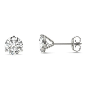 925 Sliver Sterling Round Cut Cubic Zirconia Three Prong Stud Earrings 1