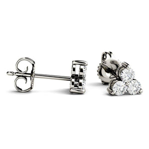 925 Sliver Sterling Round Cut Cubic Zirconia Trio Stud Earrings 2