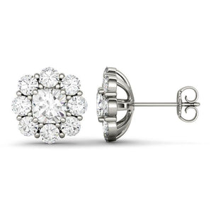 925 Sterling Silver Cushion Cubic Zirconia Halo Stud Earrings 1