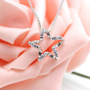 925 Sterling Silver Personality Five-Pointed Star Pendant Necklace 1