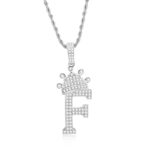 925 Sterling Silver Letter F Initial Pendant Necklace With Rope Chain 1