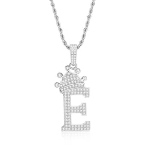 925 Sterling Silver Letter E Initial Pendant Necklace With Rope Chain 2