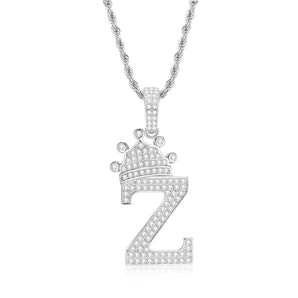 925 Sterling Silver Created Diamond Hip Hop Micro Pave The Letter Z Pendant Necklace 1