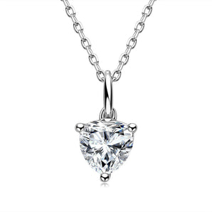 925 Sterling Silver Heart Shaped CZ Pendant Necklace 1