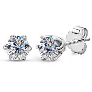 925 Sterling Silver Round Cut Cubic Zirconia Classic Stud Earrings 2