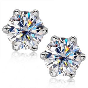 925 Sterling Silver Round Cut Cubic Zirconia Classic Stud Earrings 1