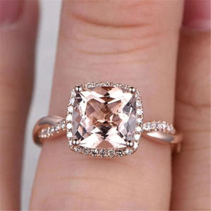 925 Sterling Silver Cushion Cut Champagne CZ Twist Halo Ring 2