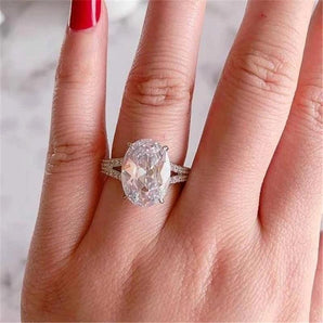 925 Sterling Silver Oval Cut Created CZ Ring 2