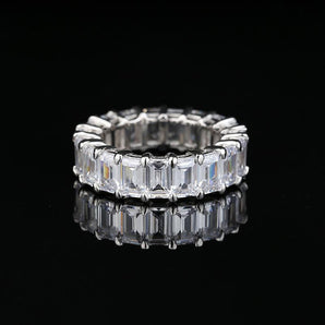 925 Sterling Silver Emerald Cut CZ Full Eternity Ring 1