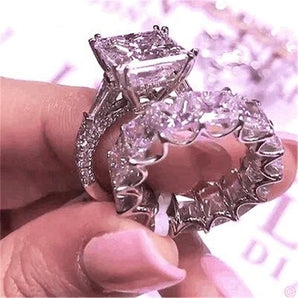 925 Sterling Silver Princess Cut CZ Bridal Ring Sets 2