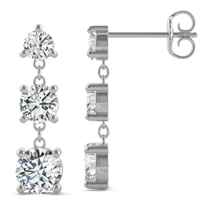 925 Sterling Sliver Round Cubic Zirconia Drop Earrings 1