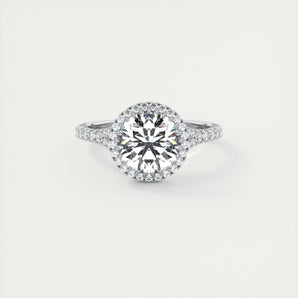 2 CT Round Halo Split Shank CVD F/VS1 Diamond Engagement Ring 1