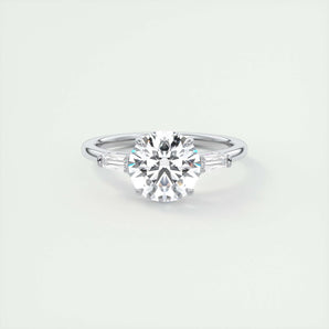 2 CT Round Three Stone CVD F/VS1 Diamond Engagement Ring 1