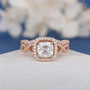 925 Sterling Silver Cushion Cut CZ Bridal Halo Ring 1