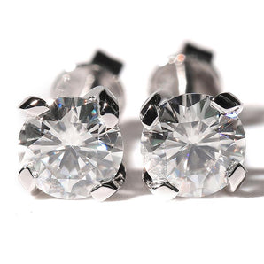 925 Sterling Silver Round Cut Cubic Zirconia Stud Earrings 1