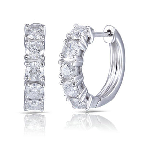 925 Sterling Silver Round Cut Cubic Zirconia Hoop Clip Earrings 1