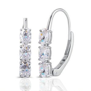 925 Sterling Silver Oval Cut Cubic Zirconia Hoop Earrings 1