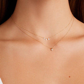 925 Sterling Silver Trio Floating Diamond Necklace 2