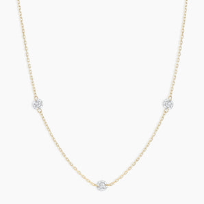 925 Sterling Silver Floating Diamond Stationary Trio Necklace 1