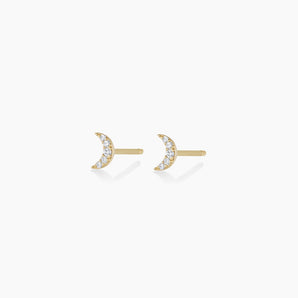 925 Sterling Silver Diamond Crescent Studs Earrings 1