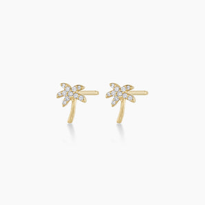 925 Sterling Silver Diamond Palm Studs Earrings 1