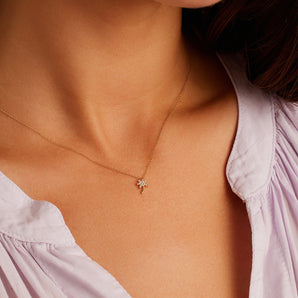 925 Sterling Silver Diamond Palm Necklace 2