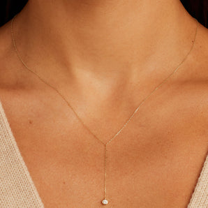 925 Sterling Silver Classic Diamond Lariat Necklace 2