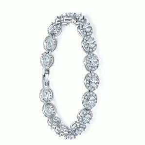 925 Sterling Silver Halo Round Cut CZ White Diamond Bracelet 2