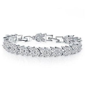 925 Sterling Silver Wheat Design Created White Diamond Bracelet 1