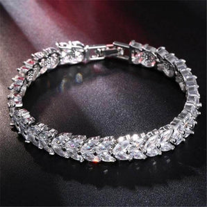 925 Sterling Silver Wheat Design Created White Diamond Bracelet 2