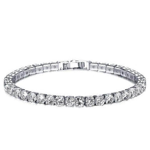 925 Sterling Silver Round Created White Diamond Tennis Bracelet 1