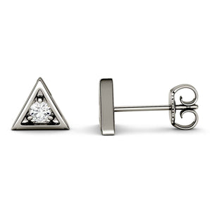 925 Sterling Sliver Round Cut Triangle Stud Earrings 1