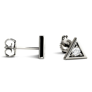 925 Sterling Sliver Round Cut Triangle Stud Earrings 2