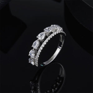 925 Sterling Silver Pear Cut Created CZ Fashion Ring 1