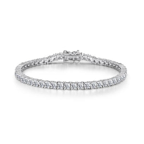 925 Sterling Silver Round Brilliant Created CZ Tennis Bracelet 1