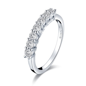 925 Sterling Silver Round Created CZ Matching Band 2