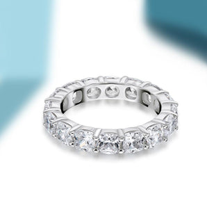 925 Sterling Silver Cushion Cut Natural CZ Full Eternity Ring 2