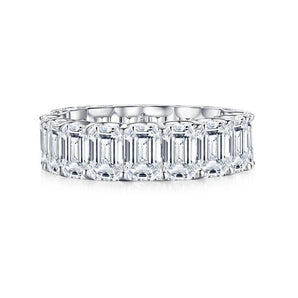 925 Sterling Silver Emerald Cut CZ Full Eternity Ring 5