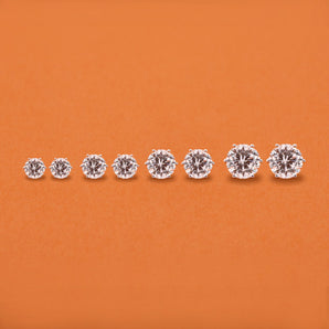 925 Sterling Silver Six Prong Round White CZ Stud Earrings 2