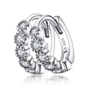 925 Sterling Silver Cubic Zirconia Row Drill Hoop Earrings 1