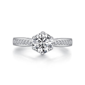 925 Sterling Silver High Setting Round CZ Ring 2