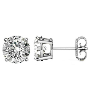 925 Sterling Silver Round Cut Cubic Zirconia Stud Earrings 1