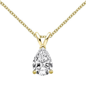 925 Sterling Silver Classic Pear Cut CZ Pendant Necklace 2