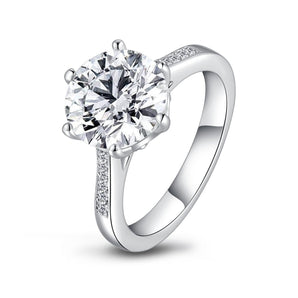 925 Sterling Silver Six Prong Round CZ Ring 1