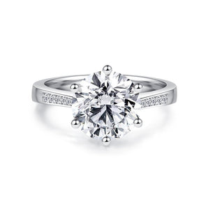 925 Sterling Silver Six Prong Round CZ Ring 2