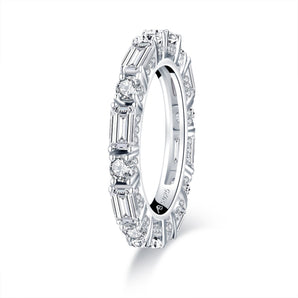 925 Sterling Silver Round & Emerald Cut CZ Full Eternity Ring 2