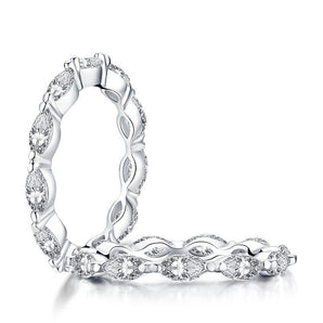 925 Sterling Silver Marquise Cut CZ Eternity Band Ring 1