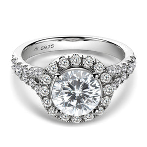 925 Sterling Silver Round Cut Cz Halo Ring 1